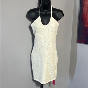NEW Icon Size Medium Off White Halter Dress NWT
